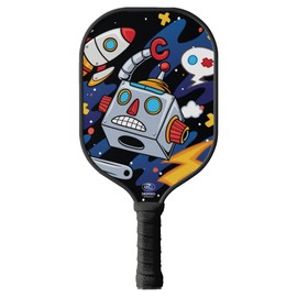 TigerTail Sports Robot Doodle Colorful Design Pickleball Paddle, USA Pickleball Approved, Black Trim