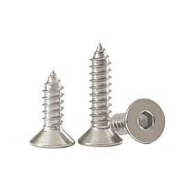 SYDARSYN Hexagon Socket Countersunk Tapping Screws 304 Stainless Steel Flat Head Wood Screws M3 x 16 mm (Pack of 100)