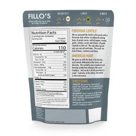 FILLO’S Peruvian Lentils, Ready to Eat Sofrito and Lentils, 6 Count, 10 Ounces Each, Seasoned With Fresh Vegetables, Microwavable, Non-GMO, Vegan, Plant Protein