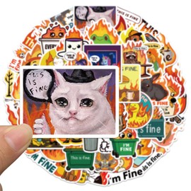50PCS Animal Meme Sticker Funny Fire-themed Dog, Skeleton, and Animal Stickersfor Laptops, Water Bottles, Scrapbooks, and Journals