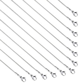 Loprome 12 Pack Snake Chains 24 Inches Stainless Steel Snake Chain Necklace with Lobster Clasps for DIY Jewelry Making, 1.2mm