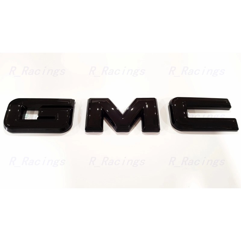 Auto Front & Rear GMC Gloss Black OVERLAY Emblem Badge