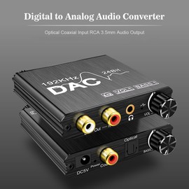 Digital to Analog Audio Converter 192kHz 24bit DAC Converter Optical Coaxial Input  3.5mm Audio Output Adapter