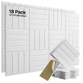 18 Pack Sound Proof Foam Panels for Walls, Self-Adhesive Acoustic Panels Sound Absorbing, 12" X 12" X 0.4" High Density Soundproof Wall Panels Tiles for Door, Ceiling, Home Office