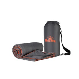Grizzly Outdoor Blanket | Camping Hiking Hunting Fishing Outdoor Park | Weather Resistant | Carrying Case | Cape or Sleeping Bag | Charcoal/Orange