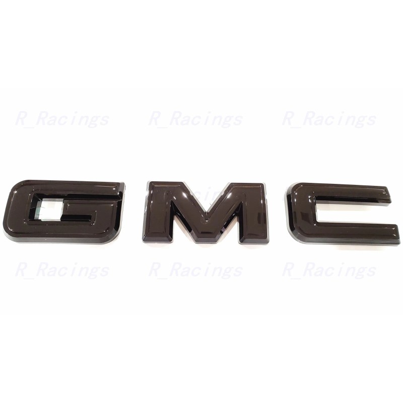 Auto Front & Rear GMC Gloss Black OVERLAY Emblem Badge
