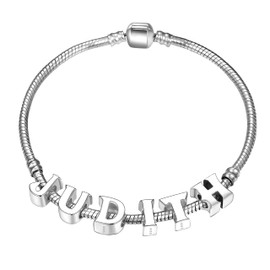 ANDANTE -Stones 925 Sterling Silver Bead Charm Letter Alphabet T Element Ball for European Beads + Organza Pouch, Sterling Silver, No Gemstone