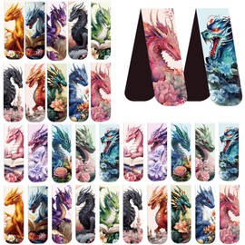 Dragon Floral Book Magnetic Bookmarks: 30 PCS Fantastic Dragon Book Mark Clips for Men Teens, Mythical Creature Book Accessories, Cool Reading Gifts for Men Boys Book Lovers, School Office Supplies