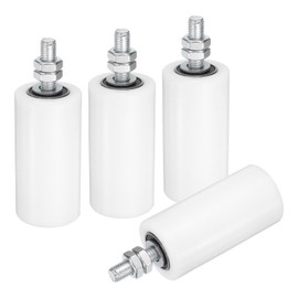 uxcell 4Pcs Slide Gate Guide Roller, 4" Nylon Rollers Gate Support Assembly, Universal Sealed Ball Bearing Rolling Gate Guider for Sliding Door, White