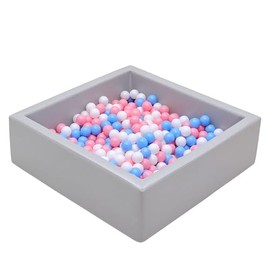Leather Foam Ball Pit for Toddlers: Waterproof Baby Ball Pit with Soft Memory Foam - Large Soft-Play Set for Baby Playpen Indoor Outdoor Games - Ideal Gifts Toys for Boys Girls (Rectangle)