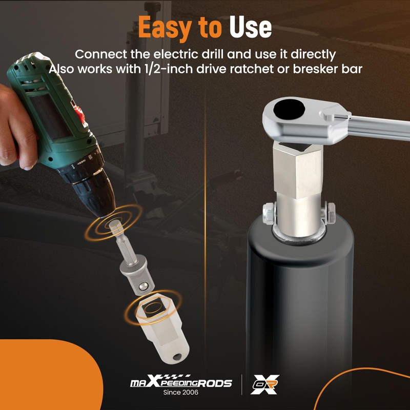 maXpeedingrods Trailer Jack Electric Drill Adapter with 1/2 Inch Socket