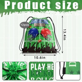 LANGFON 12 Pack Football Party Favor Drawstring Bags Sports Football Costume Backpack Reusable Candy Treat Bags for Super Bowl Birthday American Football Game Themed Sports Party Decoration Supplies