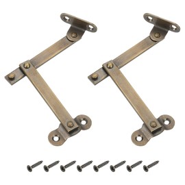 uxcell 2 Pcs Brass Lid Folding Support Hinge, 3" x 2" Lid Stay Hinges Lid Support Hinge Display Bracket Lift Up Stay Hinge for Cabinet Wood Box Closet Wardrobe, Bronze Tone