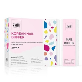 Bloque pulidor de uñas Pro Nail Buffer Block – Paquete de 2 Bloque pulidor de uñas coreano de 4 direcciones con brillo lujoso, color rosa – Brillo nat