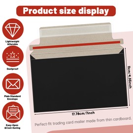 CXIIPOL 110 Pack Black Trading Card Envelopes, 7x 4.35 Inch Self-Adhesive Card Mailer Envelopes Perfect for Semi-Rigid Sleeves, Trading Card Mailing Supplies