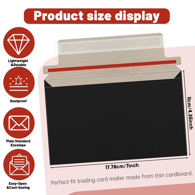 CXIIPOL 110 Pack Black Trading Card Envelopes, 7x 4.35 Inch