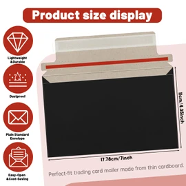 CXIIPOL 110 Pack Black Trading Card Envelopes, 7x 4.35 Inch Self-Adhesive Card Mailer Envelopes Perfect for Semi-Rigid Sleeves, Trading Card Mailing Supplies
