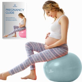 ProBody Pilates Birthing Ball - Pregnancy Ball Exercise for Labor with Book, Yoga Ball Pregnancy w/Prenatal and Postnatal Exercise, Extra Thick Birth Ball Pregnancy (Mist, 65 cm: 5'1" - 5'10")