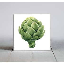Artichoke Watercolor Art Decorative Tile (4.25 X 4.25)