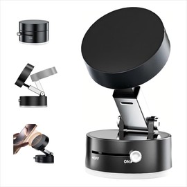 Vacuum Magnetic Suction Phone Mount, Upgrated Retractable Foldable Strong Magnetic Phone Holder for All Smartphones Mini Vacuum Suction Cup Car Phone Stand for Cars Gyms Mirrors Smooth Surface