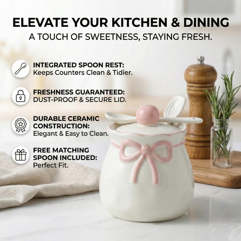 Seyont 3.1 Inch Ceramic Spice Jar - Sugar Bowl with