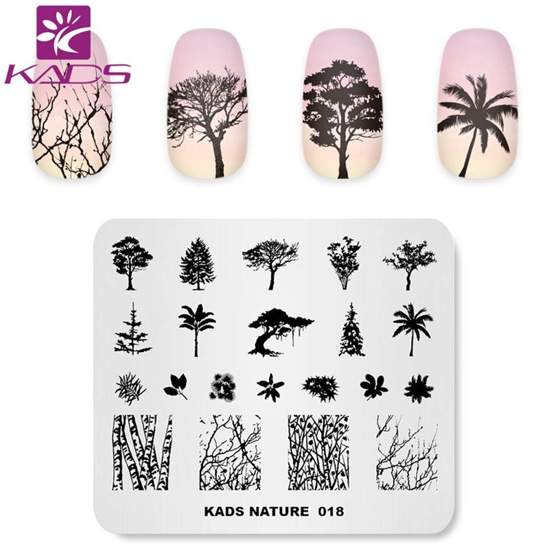 KADS Nail Stamping Plate Tree Nature Template Image Design Plates