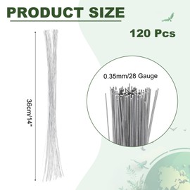 PATIKIL 120 Pcs 28 Gauge Floral Wire, 14 Inch Floral Stem Wire Flower Paper Wrapped Wires for Flower Crafts Bouquet Arrangement Supplies Wreath DIY Projects, Galvanized Silver