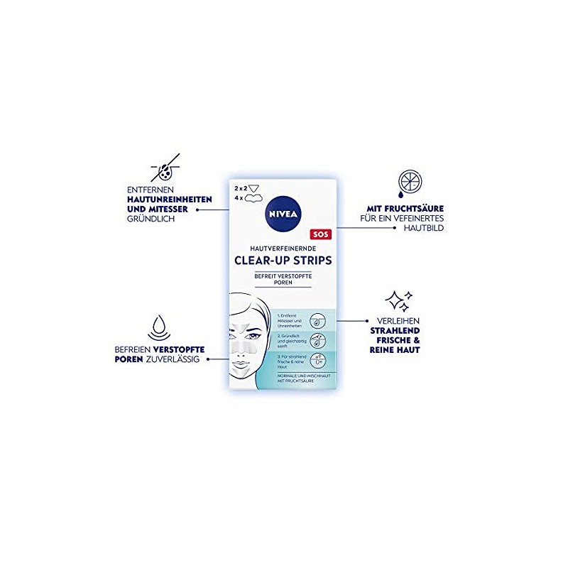 Nivea Visage Hautverfeinerndes Clear Up Strips, 6 unidades, limpieza, máscara