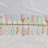 30Pcs Summer Beach Press on Nails Medium Almond French Tip