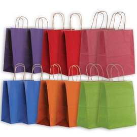 Jillson Roberts 12-Count Solid Color Medium Kraft Bags Available in 3 Different Assortments, Bold and Bright