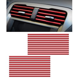Flaconi 20 pieces car air vent decoration, car accessories decoration, car tuning interior, car styling trims, DIY ventilation grille interior strips, for most ventilation slots (red)