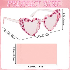 PANTIDE Pink Pony Club Sunglasses - Western Cowgirl Pearl Heart Shaped Sunglasses, Bachelorette Party Birthday Accessories Bach Gift Pop Concert Outfit for Women Girls (Pink)