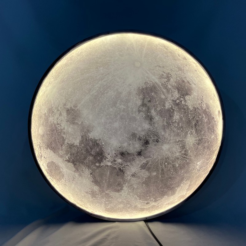 Aeyee Modern Moon Wall Sconce Lighting, Dimmable Nightlight with Remote