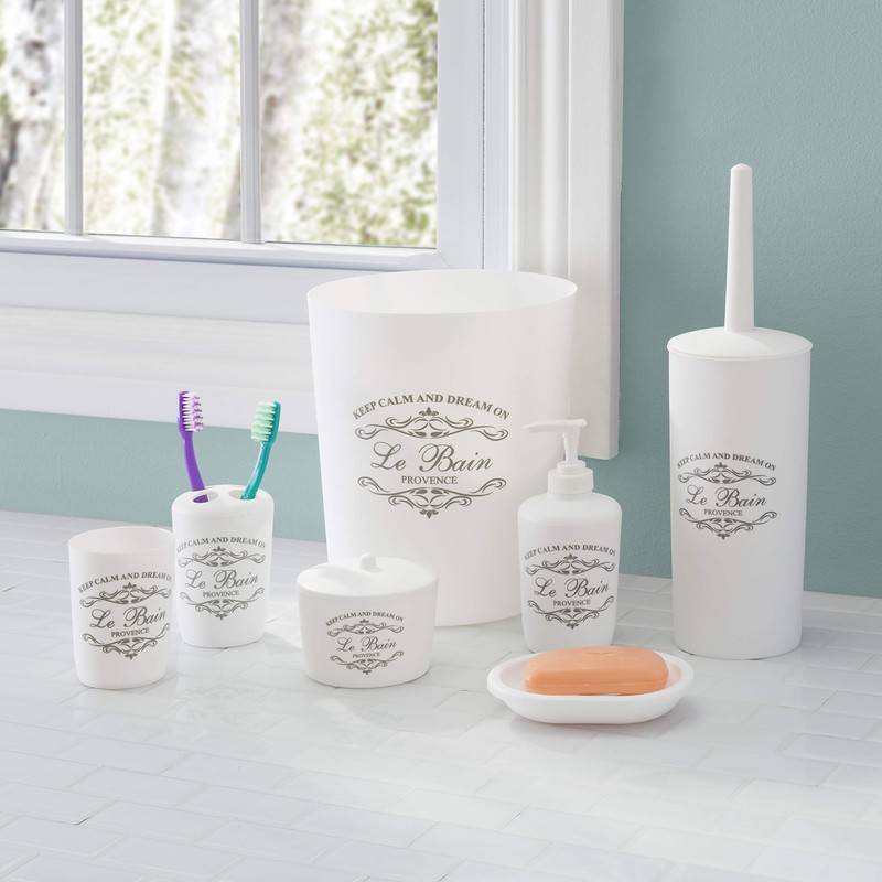 7-Piece Paris Bathroom Set (White), By Home Basics | Made