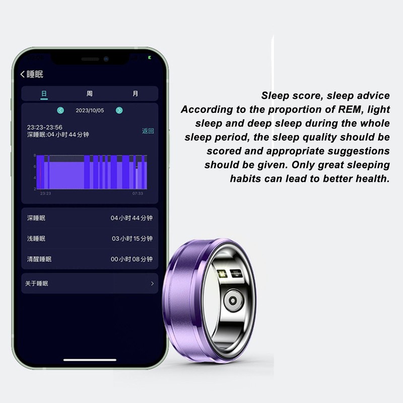 Smart Ring IP68 Waterproof Health Tracker Sleep Monitoring Bluetooth Fitness