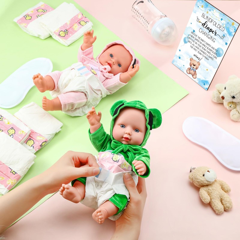 Seeloowy 17 Pcs Baby Shower Game Supplies for Blindfold Diaper