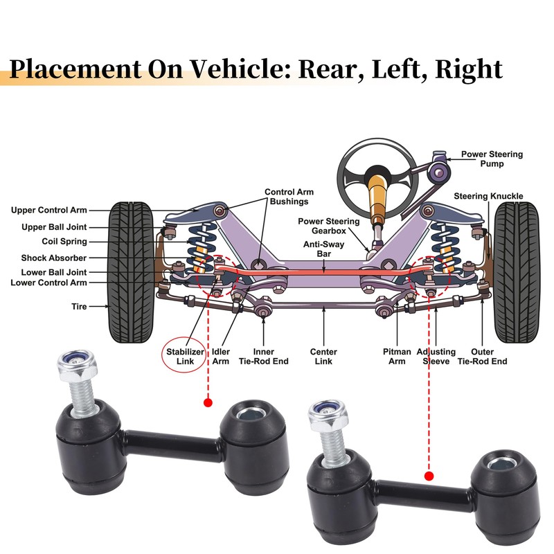 X AUTOHAUX 2pcs Rear Sway Bar Links Stabilizer Link Kit
