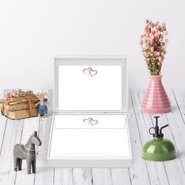 Me Loovely Rainbow Love Hearts Flat Notecard & Envelopes Sets Stationery Correspondence Card Writing Supplies for Home Office & School | Christmas Gifts (A6 Size, Pack of 40)