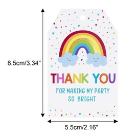 G2PLUS Thank You Party Favors Tags, Thank You Gift Tags with String, 50 PCS Rainbow Thank You Tags, Thank You for Making My Party so Bright Tags for Birthday Party Wedding Baby Shower Favors Decor