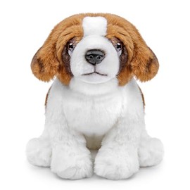 lilizzhoumax Simulation Saint Bernard Dog Plush Toy 11inch Realistic Stuffed Animal Wild Dog Puppy Stuffed Animals, Cute Dog Plush Toy Soft Dog Plush Home Decoration Toys, Gift for Boys and Kids