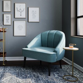 SIMPLIHOME Brook Contemporary 10 Inch Wide Metal C Side Table in White / Gold, For the Living Room and Bedroom