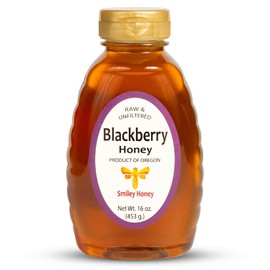 Smiley Honey, Blackberry Honey, Raw and Unfiltered, Honey From Oregon, Always Fresh, Always Flavorful (1lb, Blackberry Honey)