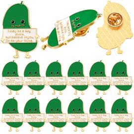 Ecation 12 Pcs Funny Pickle Positive Pins Bulk for St. Patrick's Day Friends Cute Inspirational Lapel Pins Emotional Support Pickle with Big Smiles for Women Class Gift