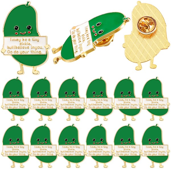 Ecation 12 Pcs Funny Pickle Positive Pins Bulk for St.