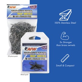 American Fishing Wire Mighty Mini Snap Swivels, Black, 170-Pound, 50-Piece