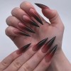 24 Pcs Postizas Largas Punta Afilada Degradado Negro Y Rojo