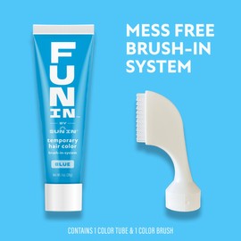 Fun In by Sun In Temporary Hair Color, Blue - Easy Brush Applicator, Washes Out in One Shampoo, Gluten-Free, Paraben-Free, Alcohol-Free, Cruelty-Free