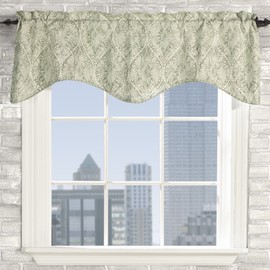 Stylemaster Home Products Twill and Birch Lola Lined Scalloped Valance with Cording, 52 by 17-Inch, Sea Foam
