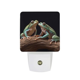 LFDSKCBR Night Lights Plug Into Wall Two Frogs Printing Auto Dusk-to-Dawn Sensor Night Lamp Plug-in Led Night Light for Bathroom,Bedroom,Hallway,Stairs