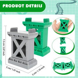 Kugliwa 20 Pcs Train Bridge Pier Track Wooden Train Suspension Bridges Support Accessories Multi Level Support Risers High Level Blocks Compatible with All Major Brands, 2 Colors